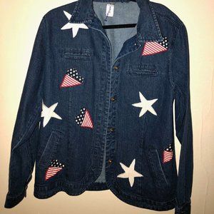 Dark Blue American Patched Jean Jacket (L)